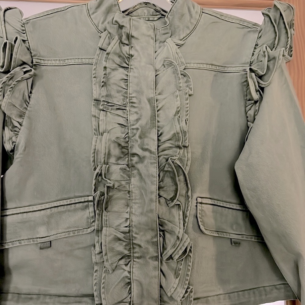 LoveShackFancy X Gap Ruffle Crop Utility Jacket - Picture 3 of 11